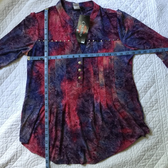 NWT Cocomo Popover Pintucked Blouse Size Medium - Picture 6 of 6